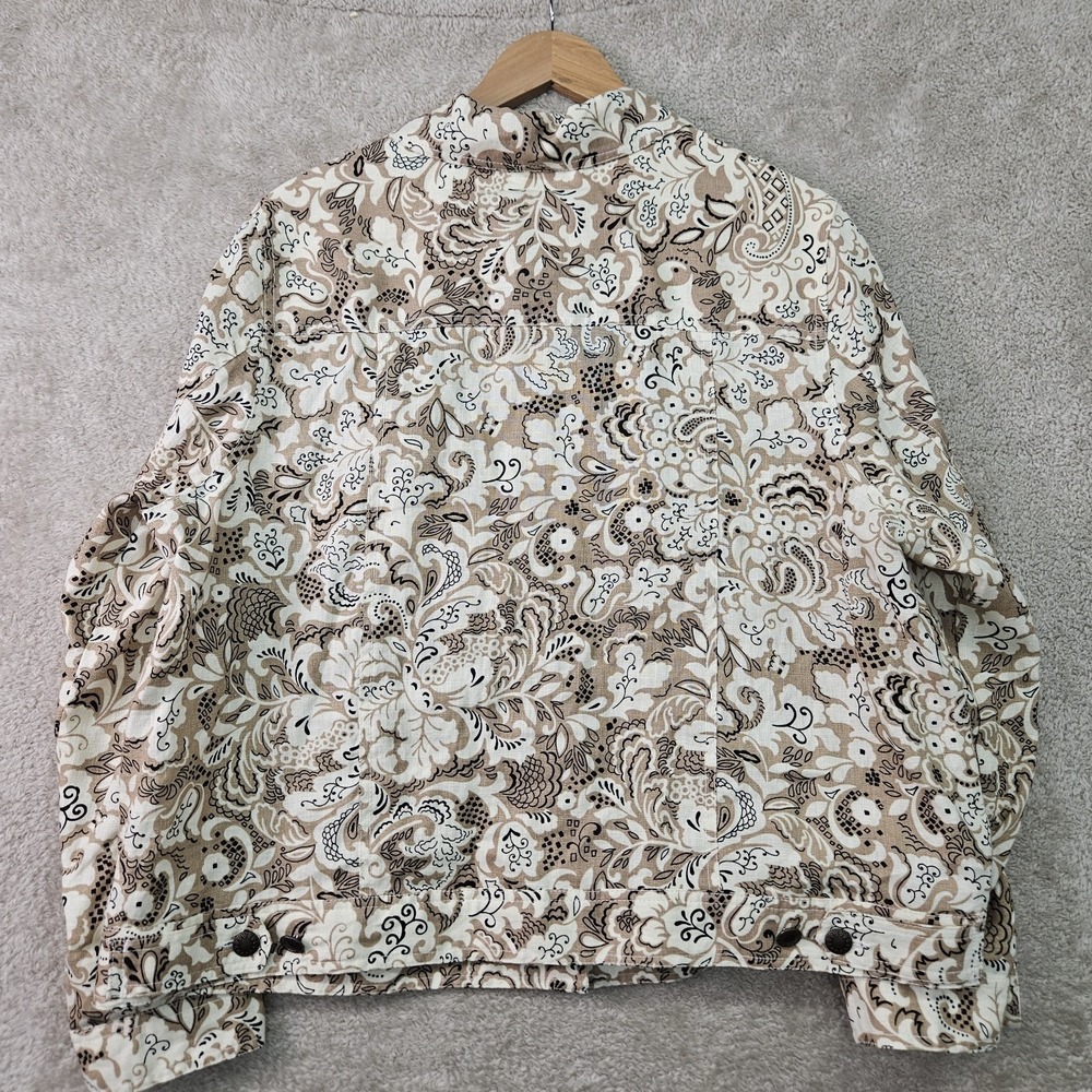 Anthropologie Lucy & Laurel Linen Jacket Womens 2X Paisley Boho Trucker Style - Picture 3 of 14